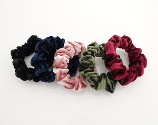 veryshine.com scrunchies/hair holder A set of 5 velvet scrunchies 5 velvet scrunchies pack stripe pattern velvet thin scrunchies set for women