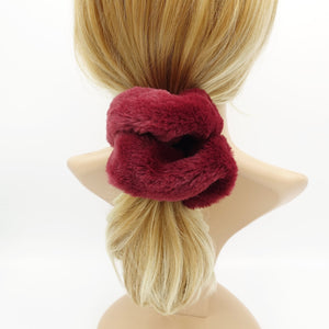veryshine.com scrunchies/hair holder Red wine fur velvet scrunchies two tone scrunchie stylish hair elastic women accessory