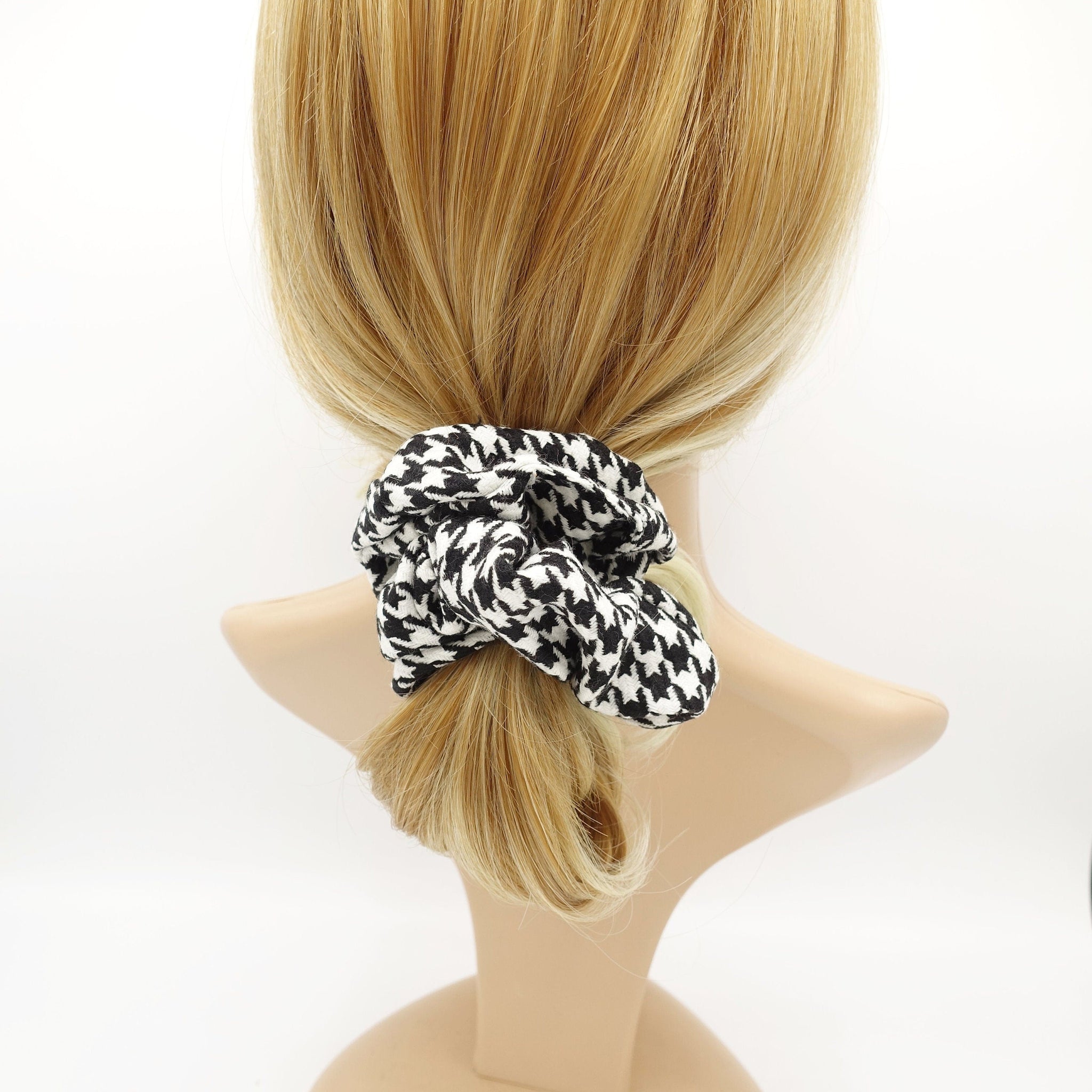 veryshine.com Scrunchies houndstooth check scrunchies Fall Winter pattern scrunchy women hair accessories