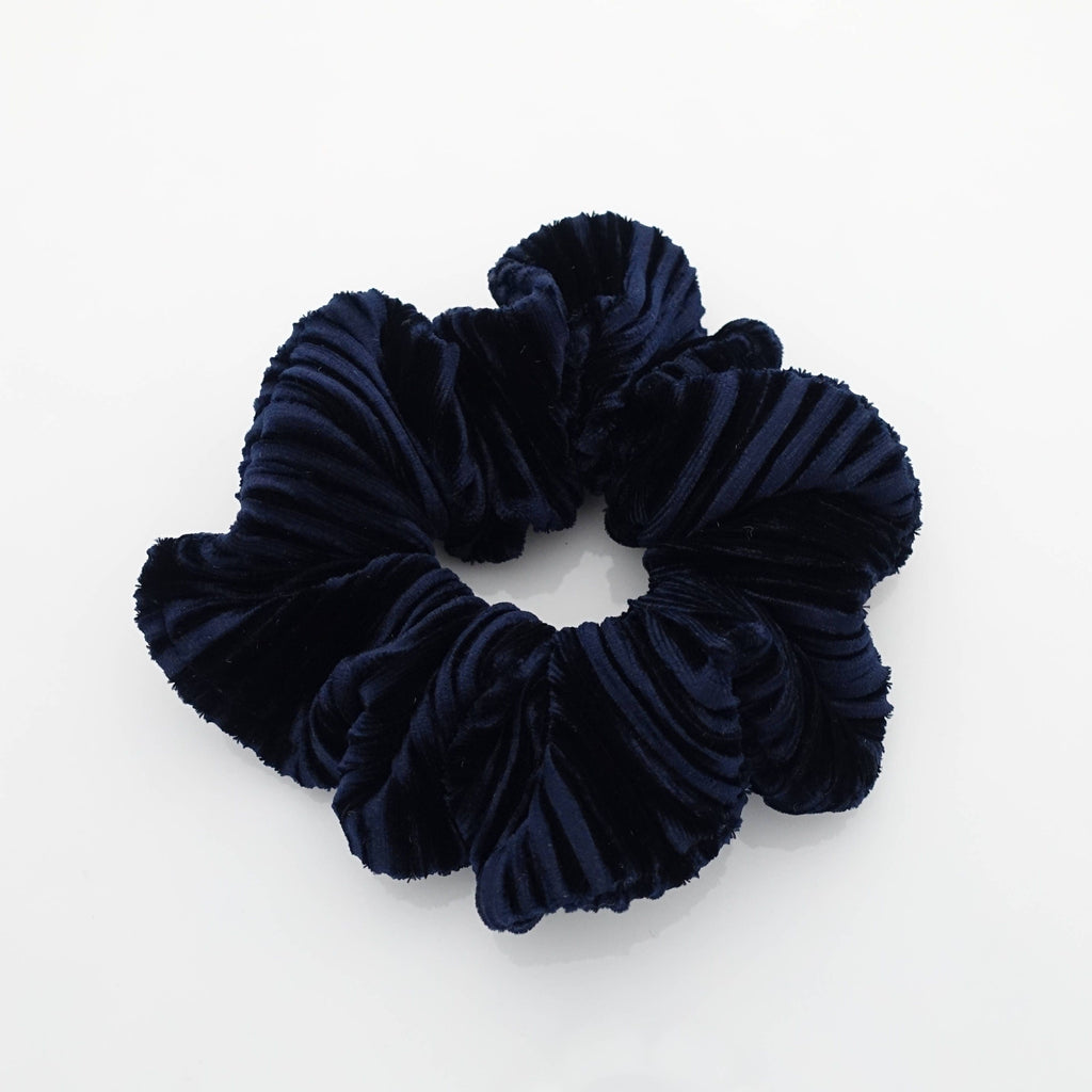 veryshine.com Scrunchies Navy solid pleat velvet scrunchies women Hair Elastic scrunchie