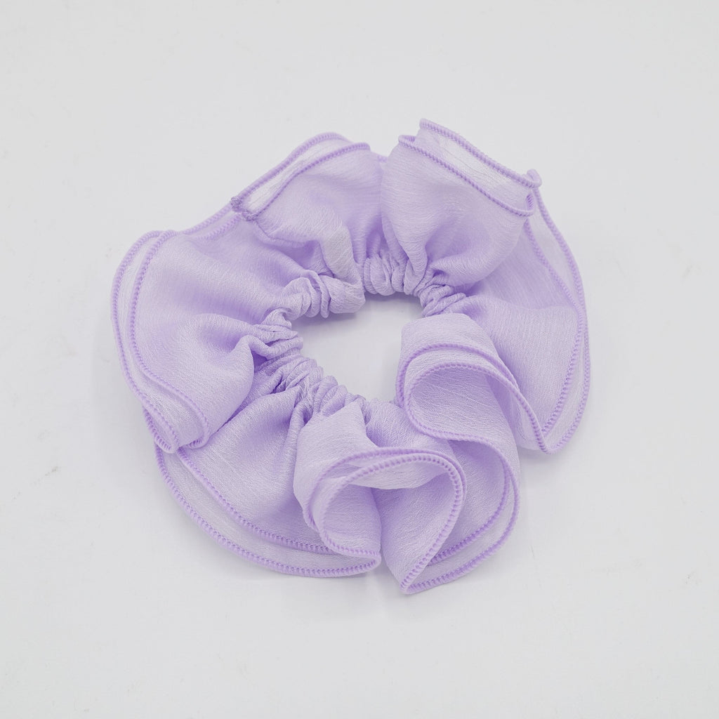 veryshine.com Scrunchies Pale violet double edge crinkled chiffon scrunchies solid sheer hair elastic scrunchie