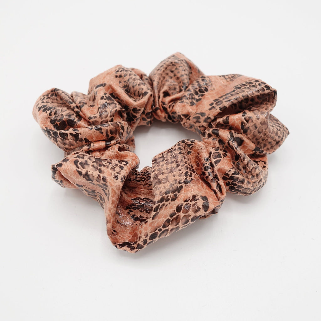 veryshine.com Scrunchies Peach pink python print scrunchies medium animal print scrunchie women hair accessory