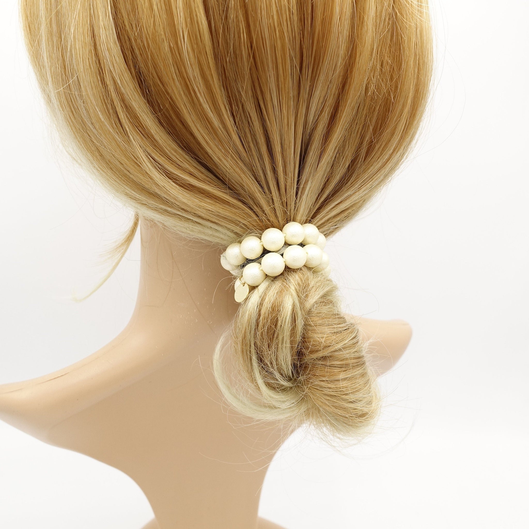 veryshine.com Scrunchies pearl bun holder hair elastic for women