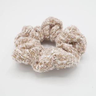 veryshine.com Scrunchies Pink tweed pattern scrunchies Fall Winter stylish hair elastic scrunchie women hair accessory