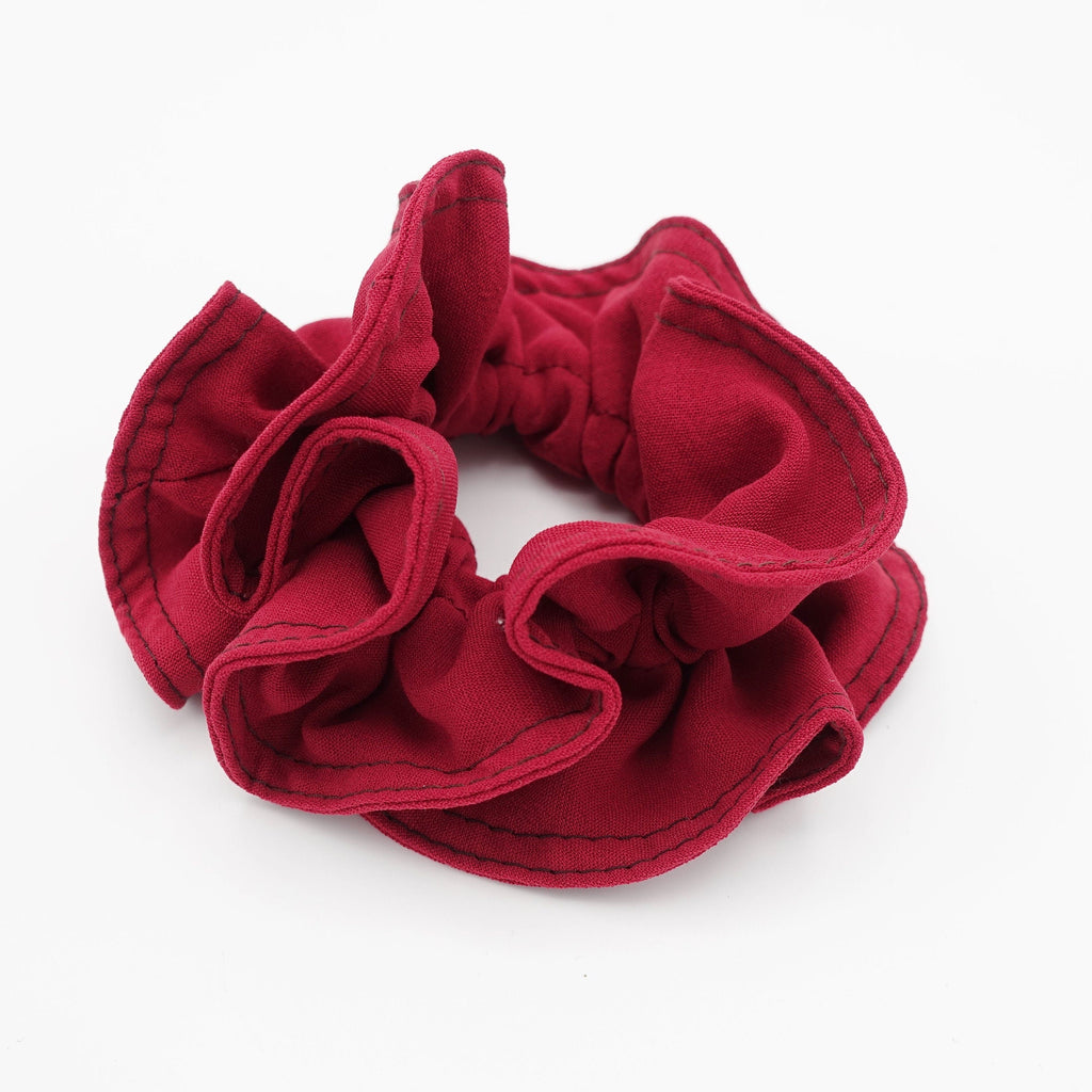 veryshine.com Scrunchies Red wine edge stitch hair scrunchies casual women scrunchy