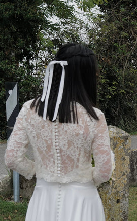 veryshine.com Very long narrow tail black cream satin bow hair tie ponytail holder comb for women