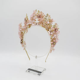 VeryShine crystal beaded tiara gold metal headband special event hairband for women