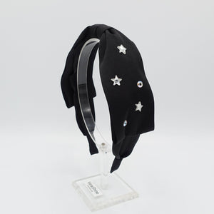 VeryShine crystal hotfix embellished  black bow tie headband