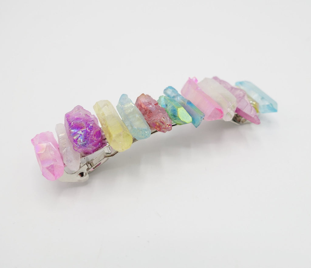 VeryShine crystal stone hair barrette quartz dyed natural hair accessory for women