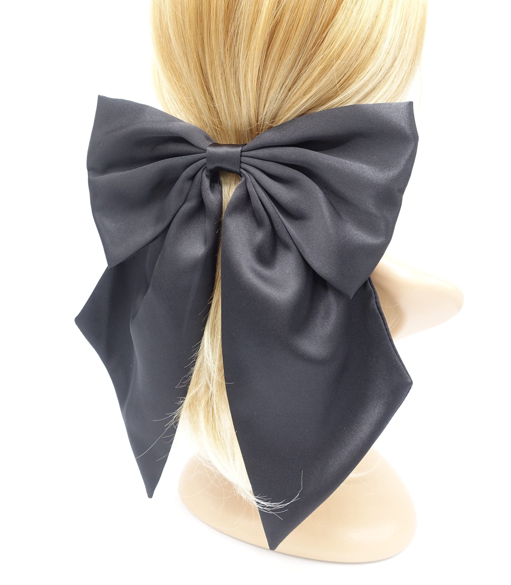 VeryShine Pearl Embellished Satin Hair Bow for Women Cream White