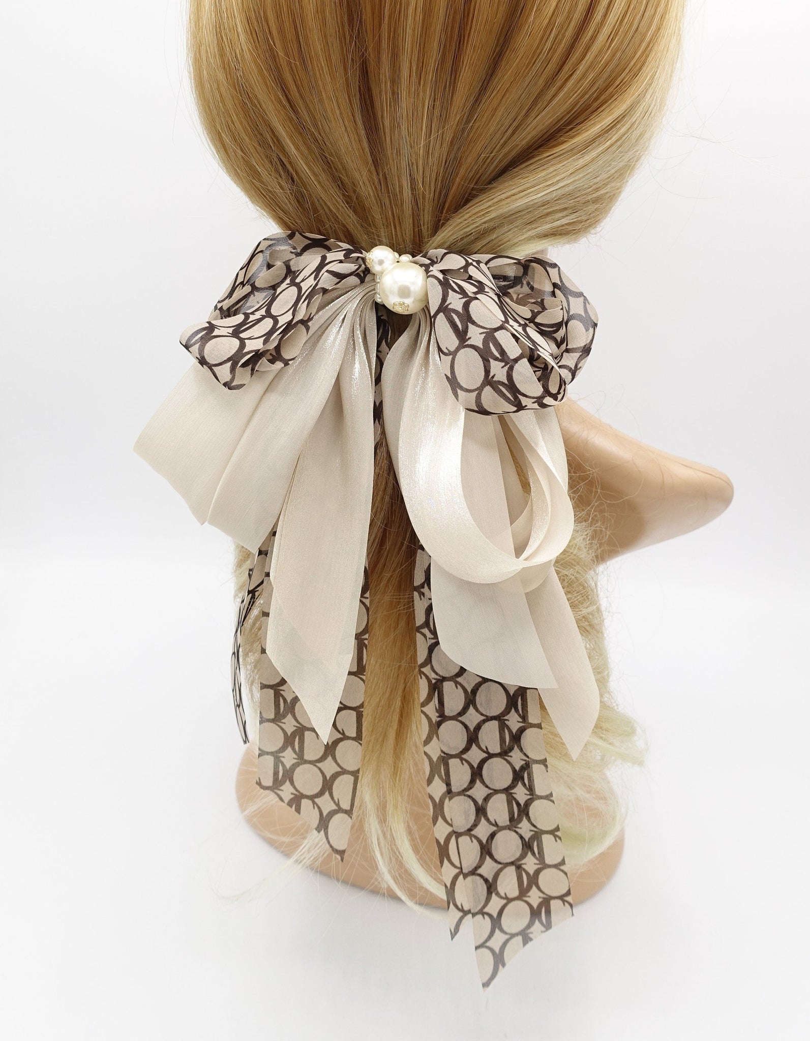 VeryShine Hair Accessories Beige mix and match organza multi layered hair bow