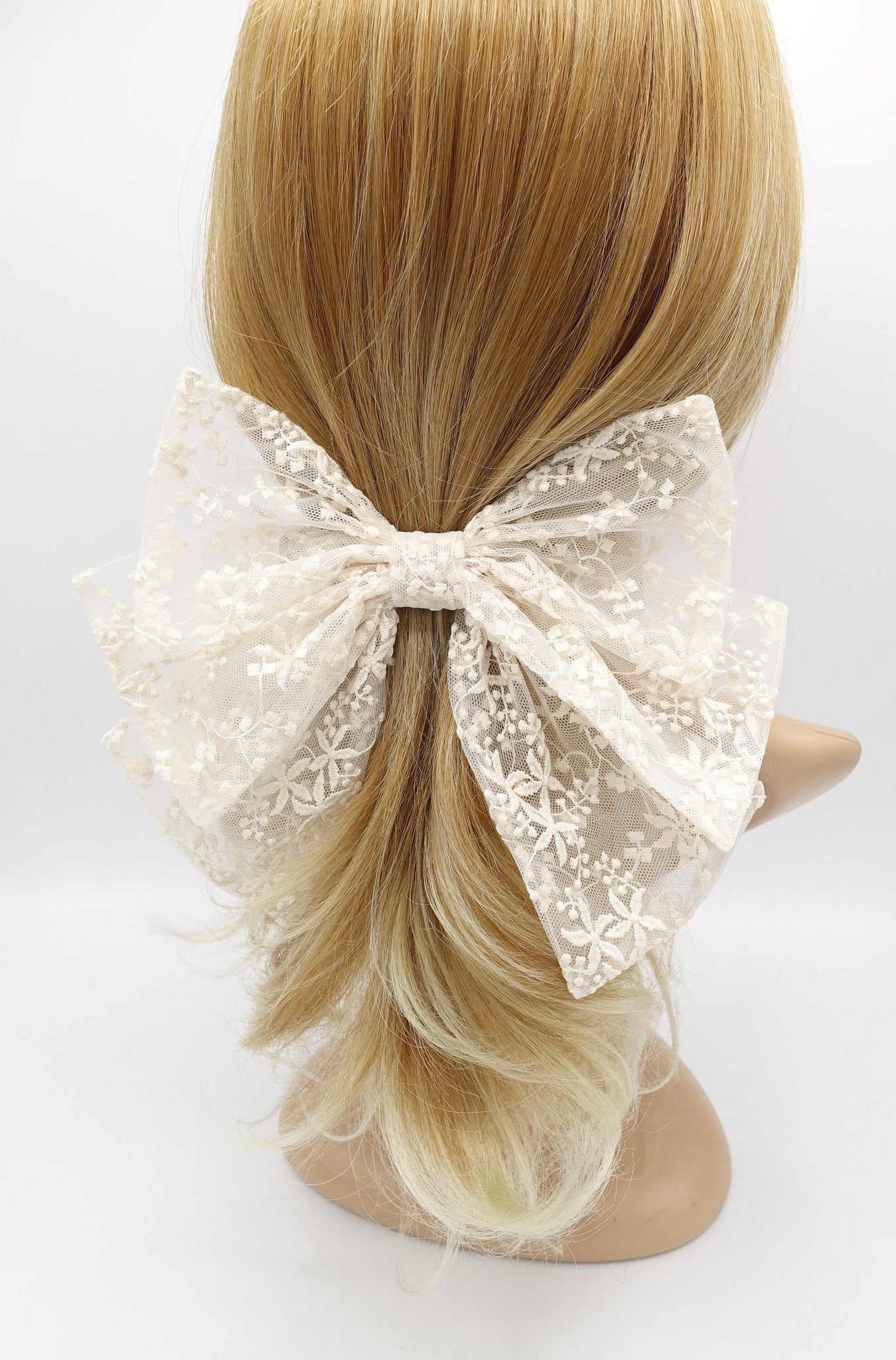Cream Lace Bow Hair Clip, Accessories