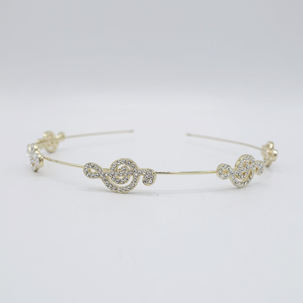 VeryShine Hair Accessories Gold treble clef rhinestone thin headband