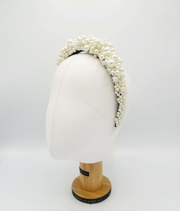 Bridal Pearl Embellished Satin Headband