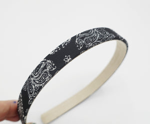 VeryShine Headband Black comfort daily headband paisley print narrow hairband for women
