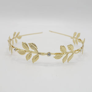 VeryShine Headband metal leaves branch headband thin bridal hair accessory