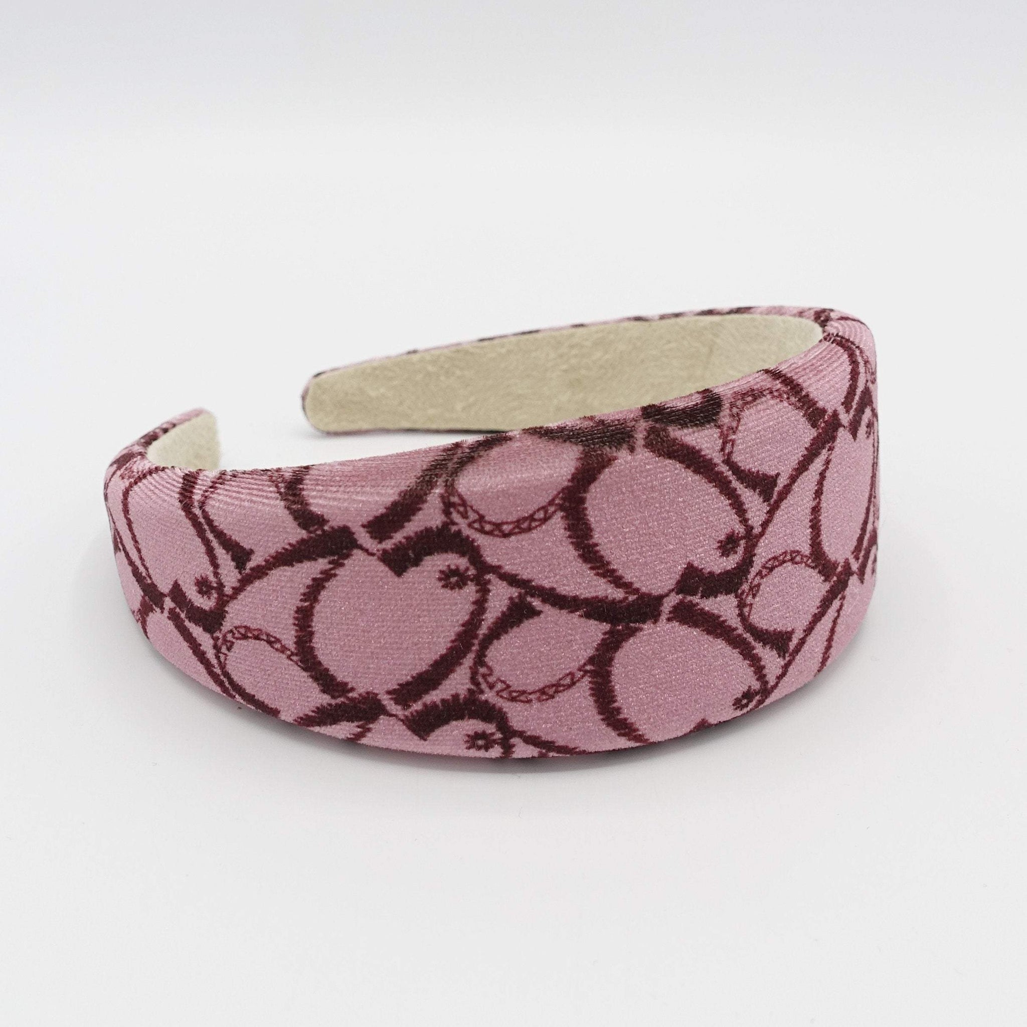 VeryShine heart print velvet padded headband