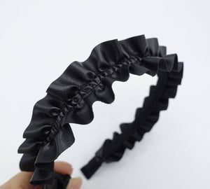 VeryShine leather pleats headband narrow ruffle wave hairband