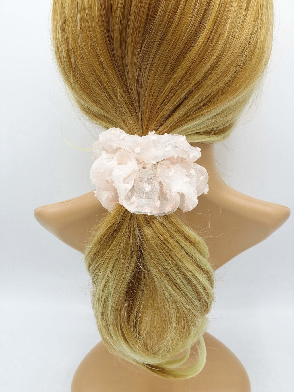 VeryShine mesh translucent scrunchies fuzzy fabric dot scrunchie women hair accessory