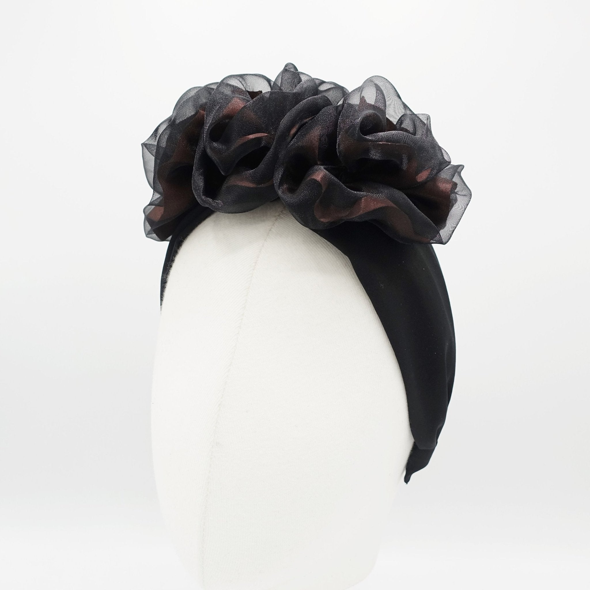 VeryShine moonlight shy flower headband organdy wrapped mesh satin petal  3 flowers headband handmade hairband women hair accessory