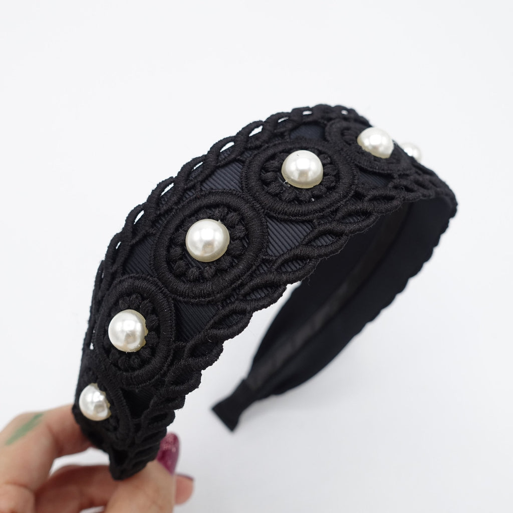 VeryShine pearl embellished circle ellipse headband for women