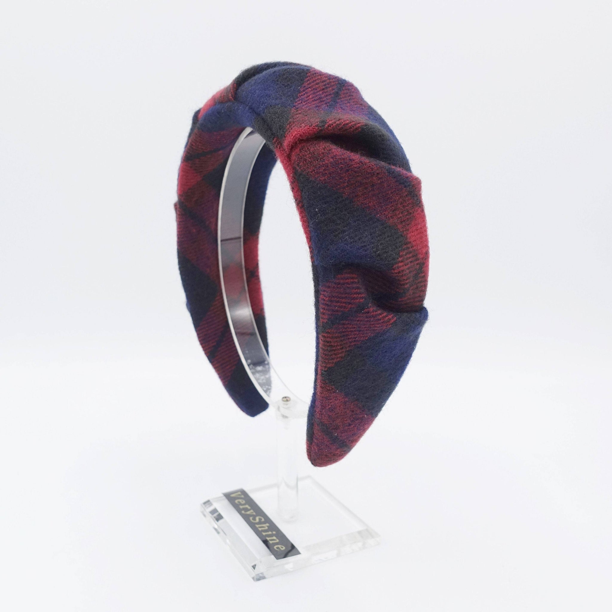 VeryShine tartan headband plaid check woolen Fall Winter hair accessory for women