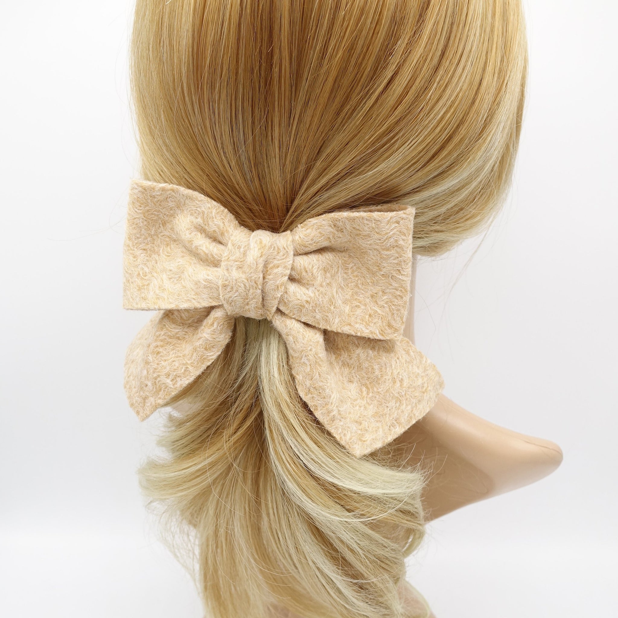 VeryShine woolen teddy hair bow cute hair accessory for women